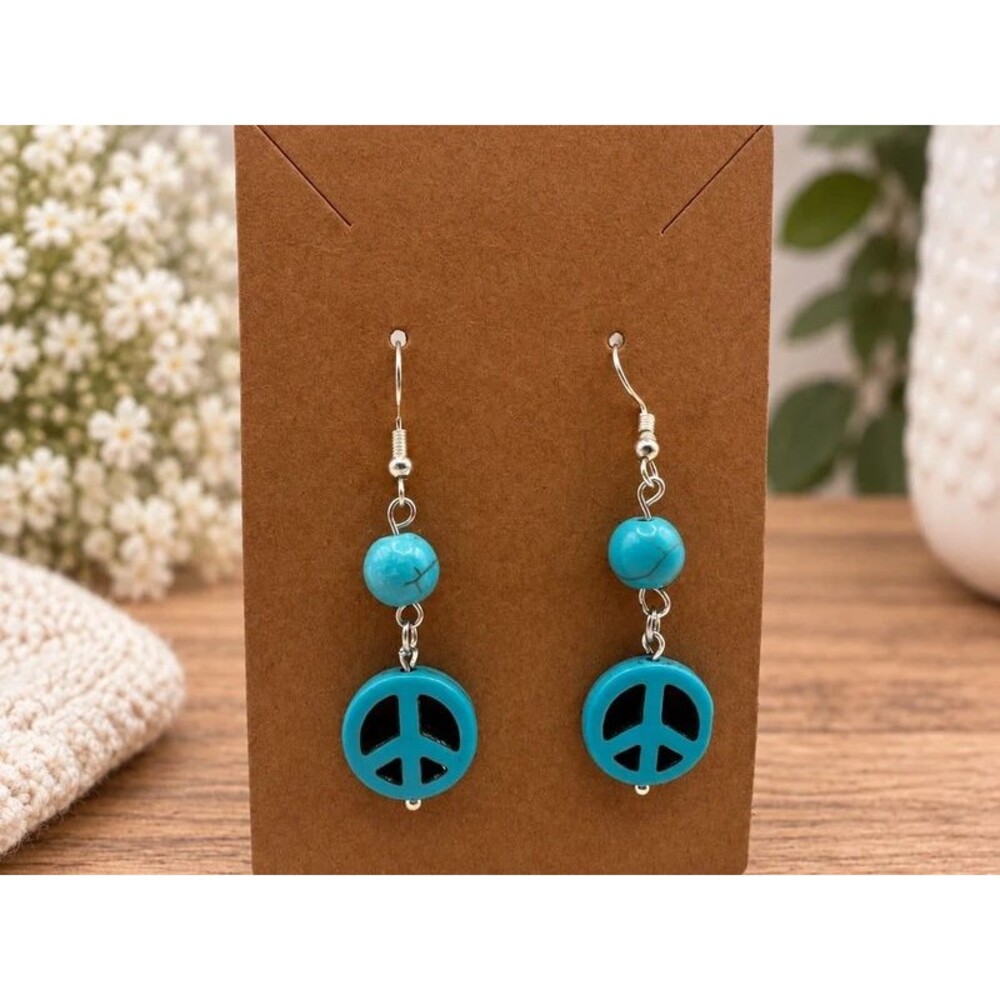 Turquoise Peace Sign Dangle Earrings
